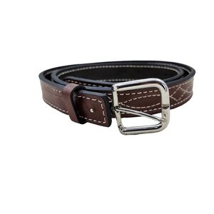 Women's Chocolate Brown Stitched Leather Belt